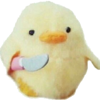 plush duck with a knife