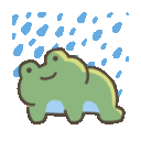 sad frog in the rain
