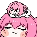 a tiny doro resting on dorothy (nikke goddess of victory)
