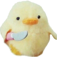 plush duck with a toy knife