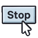 cursor clicking a grey stop button over and over