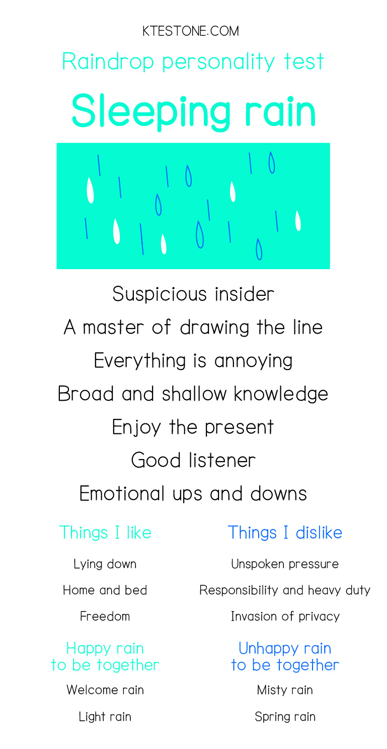 your raindrop personality is…sleeping rain
